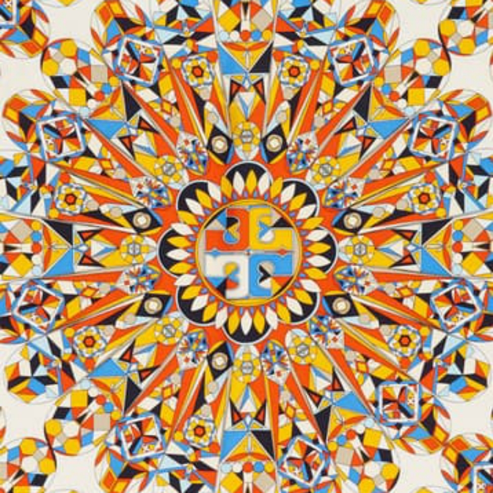 NWT Tory Burch Psychedelic Geo Tasseled Silk Scarf - Picture 4 of 5